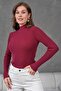 Half Fisherman Ribbed Badi Sweater 1246 Claret Red - 7