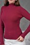 Half Fisherman Ribbed Badi Sweater 1246 Claret Red - 5