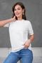 Women's Buttoned Short Sleeve Knitwear Blouse 1415 Ecru - 2