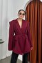 Women's Oversize Blazer Jacket with Belted Shoulder Detail - 2