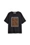 New Attıtude Printed Relaved Fit Black Women's Tshirt
