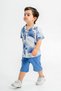 Style Shirt Leaf Pattern Adjustable Waist with Short Sleeve Shorts 2-Piece Set Children's and Baby's Clothing Self - 3