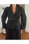 Women's Imported Fabric Pleated Stone Embroidered Sleeve Button Detail Special Design Lined Maxi Dress - 7