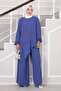 Asymmetrical Cut Aerobin Hijab Double Set Indigo - 4