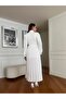 Women's Imported Fabric Pleated Stone Embroidered Sleeve Button Detail Special Design Lined Maxi Dress - 6