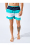 Color Blocked Pocketed Swim Shorts - Waist Lace-Up - 3