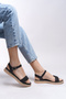 Selene Cara Women's Sandals 0012058 Black Straw - 5