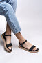 Selene Cara Women's Sandals 0012058 Black Straw - 2