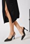Rapids heart-stone embellished evening women's shoes black satin - 3