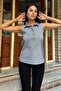 Anthracite Sleeveless Shirt Collar Blouse - 2