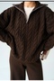 Trucker Collar Hair Knit Burgundy Sweater