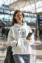 Coffee Printed Women's Cotton Long Sleeve Rose Gold 3 Thread Hooded Sweatshirt - 2