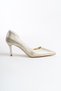 Women's Pointed Toe Thin Heel Stiletto Stylish Evening Dress Casual Shoes Allure Gold - 3
