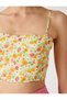 Floral Crop Tank Top with Thin Straps - 5