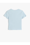 Butterfly Embroidery Detailed Crew Neck Ribbed Cotton Crop T-Shirt - 2
