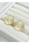 Oval Striped Plate Earrings - Hoop Model Women's Earrings - 3