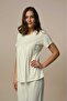 Women's Ecru Special Design Short Sleeve Cotton Maternity Maternity Dressing Gown Pajamas Set Set - 3
