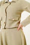 Women's Gold Buttoned Skirted Two-Piece Suit - Green - 2