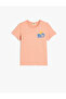 Print Detailed Short Sleeve Crew Neck Cotton T-Shirt