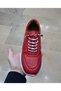 Women's Indoor-Outdoor Genuine Leather Orthopedic Smart Rubber Laceed Red Walking Shoes - 3