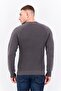Men Crew Neck Long Sleeves Embroidered Logo Sweater, Charcoal Grey - 3