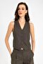 Women's Striped Button Closure Vest