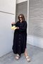 Women's Black Muslin Fabric, Bat Sleeve, Oval Skirt, Double Pocket, Long Oversize Loose Shirt Dress - 5