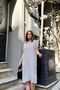 Gray Short Sleeve, Polo Collar, Textured Fabric, Basic Fit/Cut, Aerobin Comfortable Midi Dress - 5