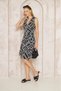 Women's Double-Breasted Waist Tie A-Line Flared Patterned Sleeveless Midi Dress 700-3631231