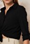 Women's Pompom Slim Fit Long Sleeve Shirt Powder 3621275 - 2