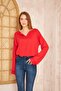 Women's Extra Long Double Sleeve / Collar Slit Casual Sweatshirt Blouse 700-3470187 - 5