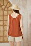 Women's Tile Thick Strap Round Neck Buttoned Sleeveless Linen Casual Shirt Blouse 700-2910286 - 5