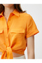 Shirt Collar Plain Orange Women's Shirt 3sak60001ew - 5