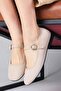 Inna Beige Women's Ballerinas with Straps - 3