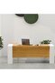 Moderno A01 L-Shaped Workstation Executive Desk with 2 Drawers for Office-Light Walnut - 6