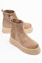 Women's Beige Chunky Sole Suede Laceless Smooth Boots