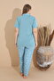 Women's Battal Milan Fabric Short Sleeve Shirt Collar Plus Size Pajamas Set - 6