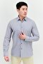 Men Regular Fit Windowpane Pattern Long Sleeve Casual Shirts, Grey