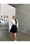 Women's Navy Blue Fabric Pleated Mini Skirt Nwj-Etk- 258024 - 3