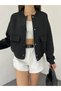 Palazzo Diving Fabric Double Pocket Bomber Jacket