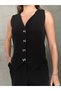 Butterfly Button Detailed Lined Vest and Trousers Double Set