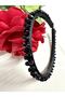 Black Color Thin Crown Hair Tiara with Crystal Stones - 4