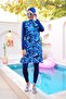 Quick Drying Parachute Fabric Zippered Gilet Model Closed Hijab Swimsuit 3861 - 4