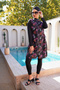 Quick Drying Parachute Fabric Zippered Gilet Model Closed Hijab Swimsuit 3867