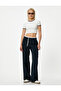 Crop T-Shirt Color Contrast Ribbed Cotton Slim Fit - 2