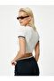 Crop T-Shirt Color Contrast Ribbed Cotton Slim Fit - 4