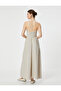 linen Strap Dress - Waist lace and Heart Collar - 4