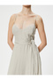 linen Strap Dress - Waist lace and Heart Collar - 5