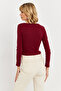 Burgunderfarbene Basic-Bluse – Knopfdetail, ALB3814 - 3