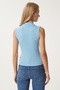 Women's Sky Blue Beige Turtleneck Sleeveless 2 Pack Knitted Blouse Gt00012 - 4